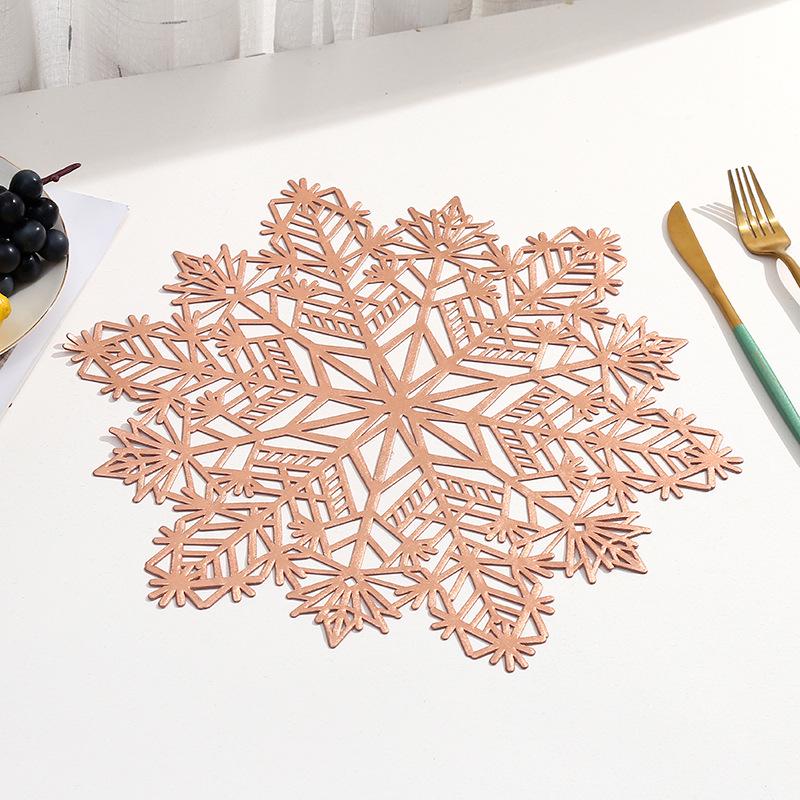 Snowflake PVC Christmas Placemat - Hot Stamping Christmas Table Decoration for Western Restaurants