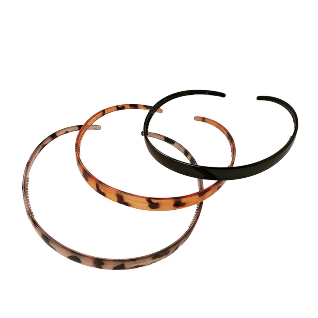 3pcs Thin Plastic Hair Hoops For Women Men And Girls Non Slip Teeth Soft Headbands Acrylic Plastic Headband
