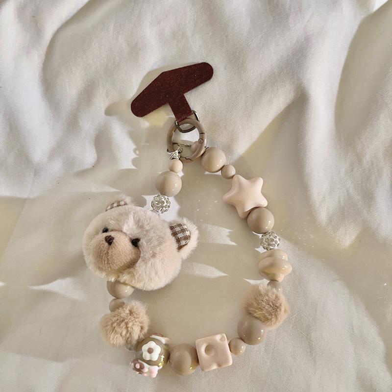

Trendy Cute Plush Bear Beaded Bracelet - Anti-Lost Lanyard for Phone Case/Keychain/Headphone/CCD