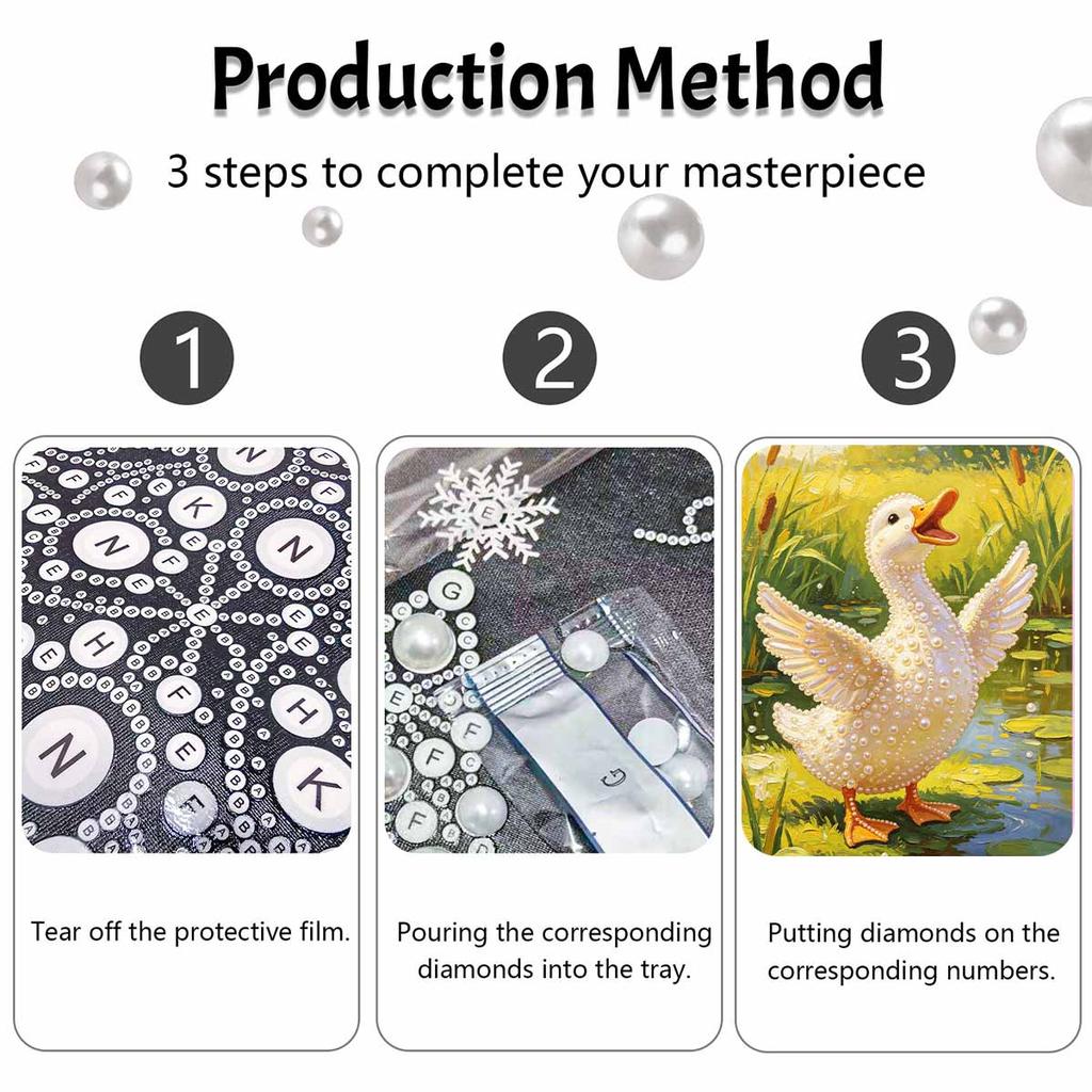 Pearl Painting Kit Cute Duck Pond Landscape DIY Home Decoration Painting