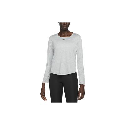 Dri-FIT One Solid Logo Round Neck Long Sleeve T-Shirt Women Tops Light-Gray DD0642-073