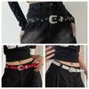 Punk Star Rivet Waist Belt Punk Style PU Leather Waistbands Vintage Y2K Wide Belt  Ornament