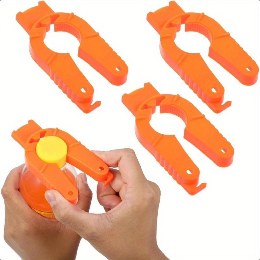 Plastic Bottle Cap Opener 3 Piece Water Bottle Opener Orange Soda Can Opener 3 In 1 Multi-Purpose Water Bottle Opener.