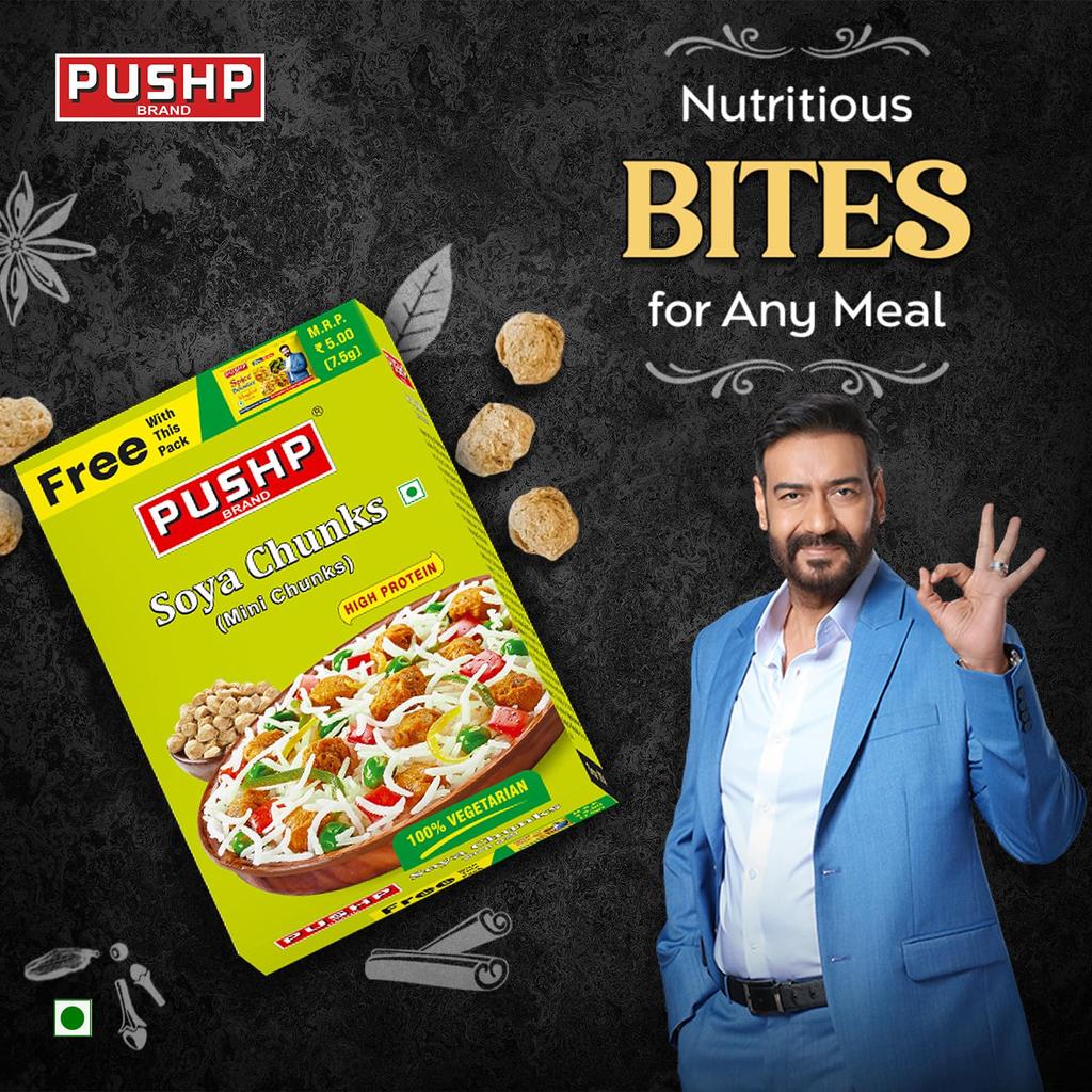 Pushp Brand Mini Soya Chunks High Protein Vegetarian Soya Wadi 200g Pack of 2 Total 400g Versatile Plant Based Food