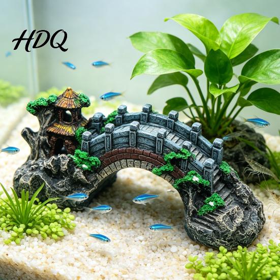 Non-Toxic Fish Accessories Aquarium Bridge Ornament Arch Miniature Tank Decor DIY Garden Mini Model for Terrarium Fairy Aquatic Life Safe Ornament