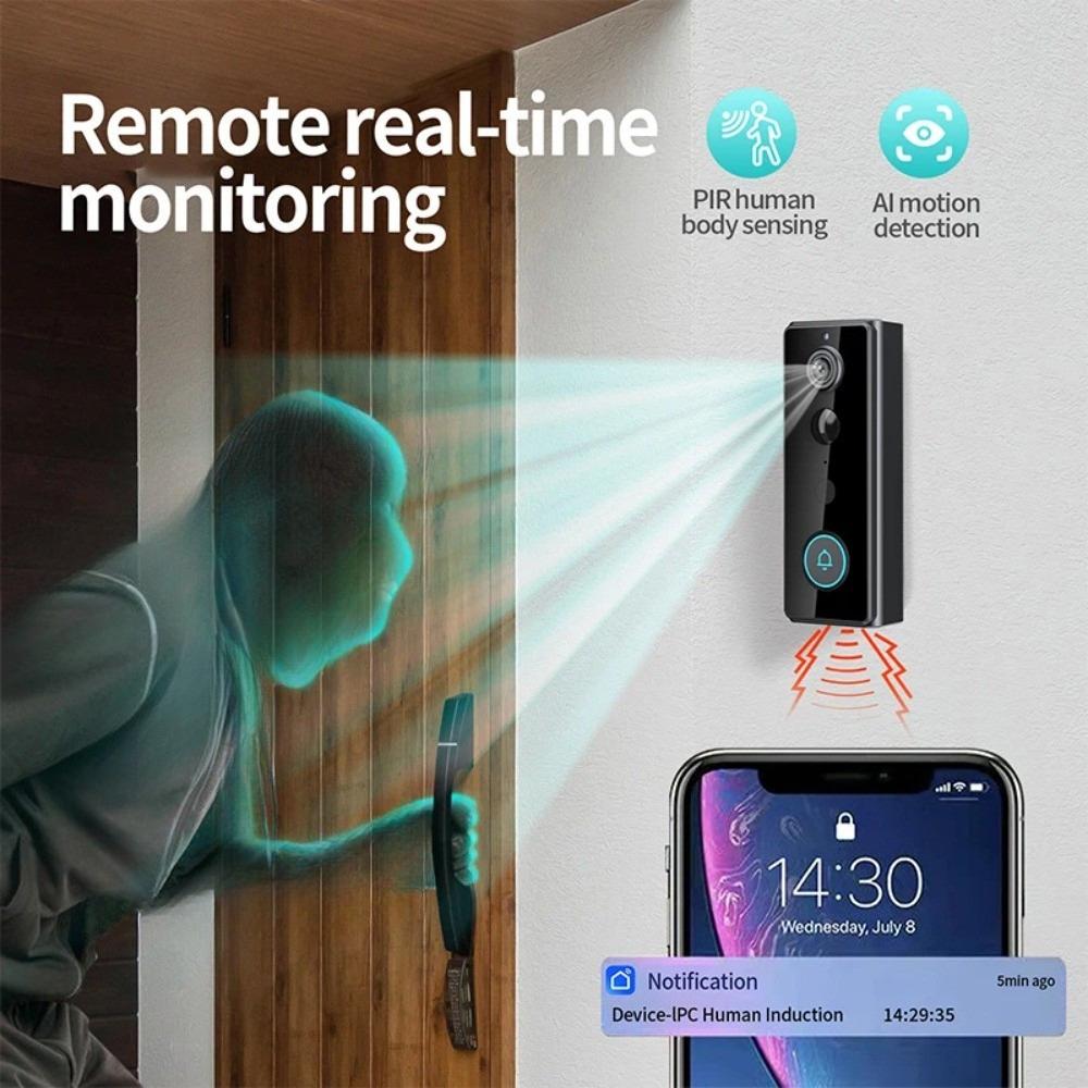 Campainha de Vídeo Inteligente WIFI Sem Fio IP65 Intercomunicador Câmera Sistema de Segurança Residencial Detecção de Movimento Visão Noturna Campainha de Porta