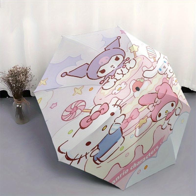 Hello Kitty, Sanrio Automatic Open/Close Umbrella-Cute Umbrella with Cute Design, Portable 3-Fold Compact Umbrella for Men & Women, Hallowee