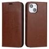 For iPhone 15 Plus Crazy Horse Texture Flip Stand Wallet Cover Genuine Cow Leather Phone Case