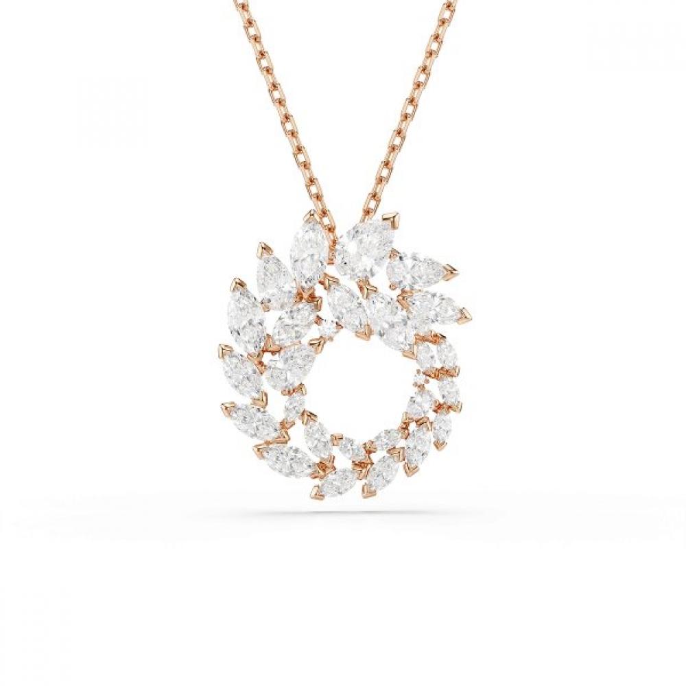 Swarovski Rose Gold Tone Round Pendant Necklace 5764188