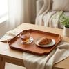 Wood Grain Plastic Serving Tray Stackable Square Decorative Food Coffee Tea Breakfast Plate Kitchen Storage Organizer Platter