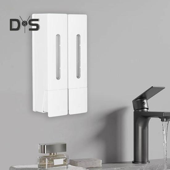 Seifenspender mit 3 Kammern zur Wandmontage, 400 ml x 3, Shampoo-Spender ohne Bohren, Waschspender mit Sichtfenster