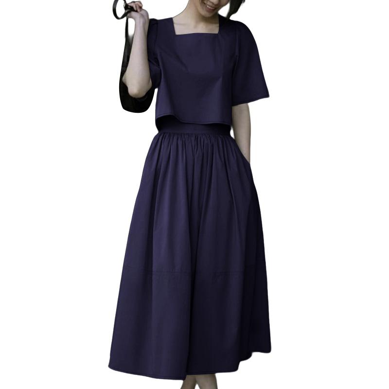 

ZANZEA Женский комплект из блузки с коротким рукавом и брюк с широкими штанинами, летний костюм-двойка S