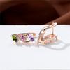 Multicolor Zircon Rainbow Stone Female Luxury Crystal Hoop Earrings Vintage Gold Color Bride Wedding  For Women