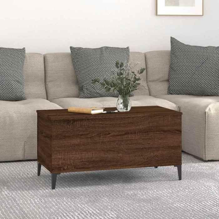 819595 vidaXL Coffee Table Brown Oak 90x44.5x45 Cm Engineered Wood