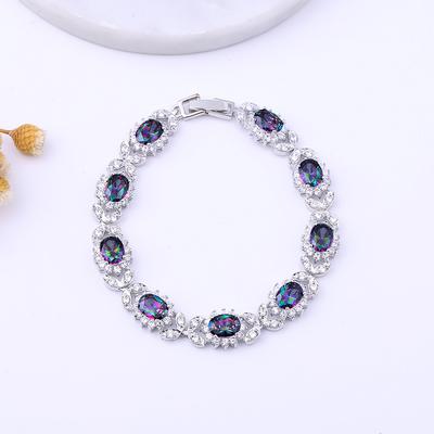 Europa i Nowa Bransoletka z Cyrkonii AAA z Czterolistną Koniczyną Dziewczęca Miedziana Inkrustowana Kolorowymi Kamieniami