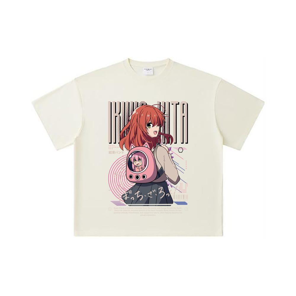 260 GSM Double Yarn 32 Count 100% Cotton Bocchi The Rock V2 Kita Print Unisex Heavy Cotton T Shirt