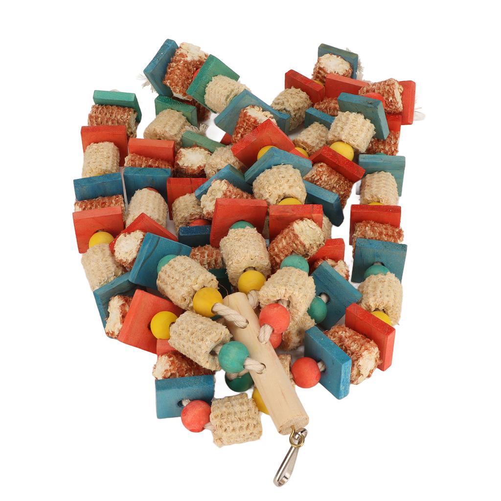 Parrot Chewing Toy Wood Corn Cob Colorful Hanging Large Bird Bite Toy for Parakeet Cockatiel