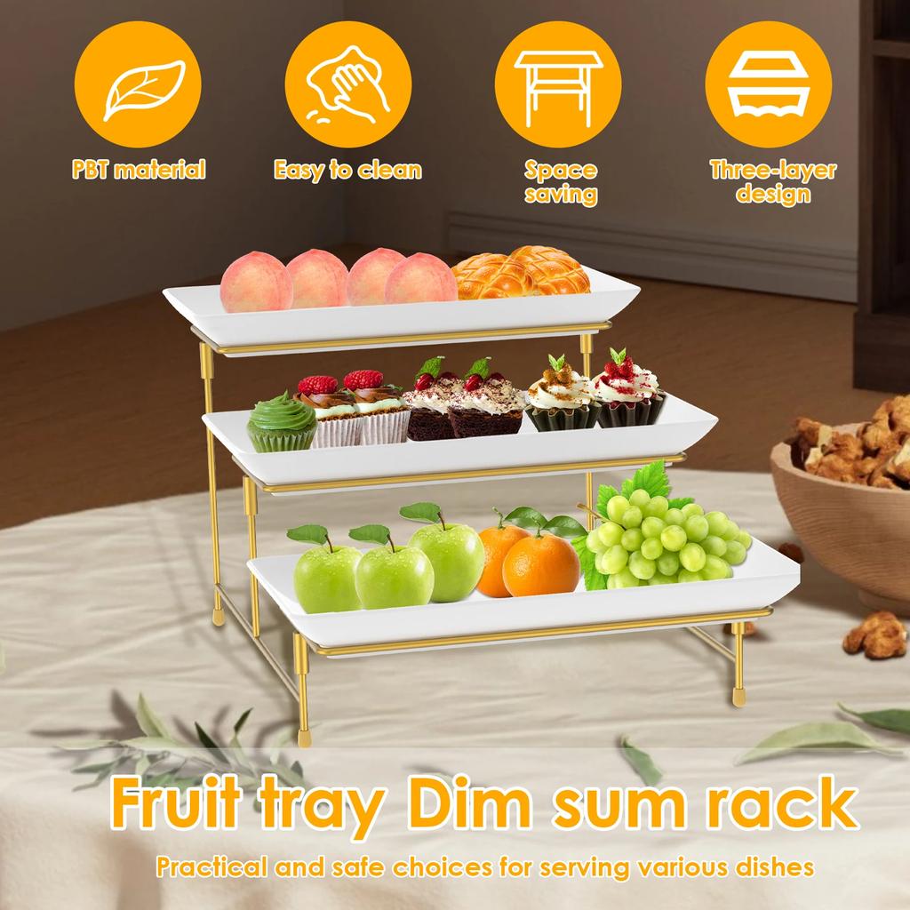 3 Tier Serving Stand Set Fruit Dessert Display Tray Cupcake Tier Stand for Home Party Wedding Display Tray