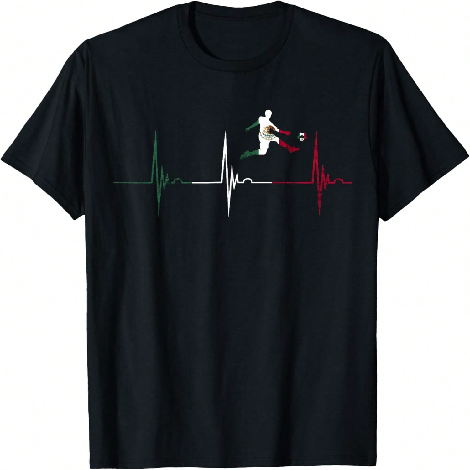 Mexican Flag Mexico Heartbeat EKG Pulse Mexico Soccer T-Shirt S