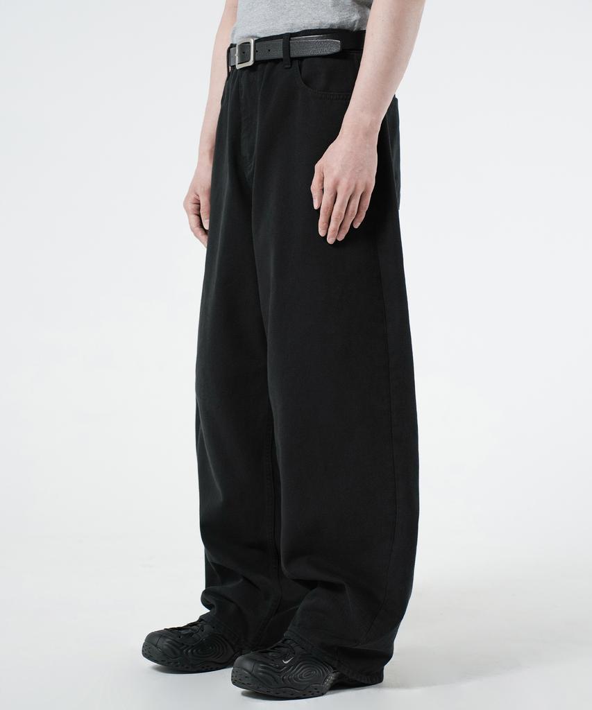Beulaendideu Wide Curved Cotton Pants [Black]