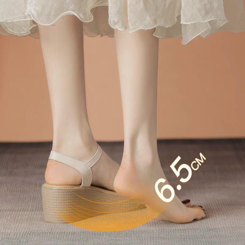 Wedge heel sandals women's 2025 new summer wear thick sole not tired foot muffin rhinestone with skirt high heel women's shoes