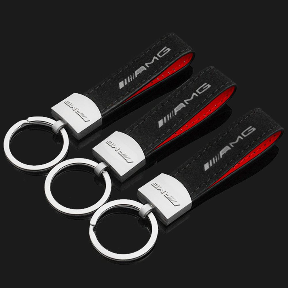 XJGB5 Leather Car Keychain Key Ring For Mercedes Benz AMG W204 W205 W203 W211 W212 W213 W201 W210 W124 W126 W140 W168 Accessories