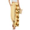 Women’s Summer Loose Fit Floral Print Wide Leg Pants Stretch Waistband Button Front with Pockets Casual Lightweight Trousers for Daily Wear