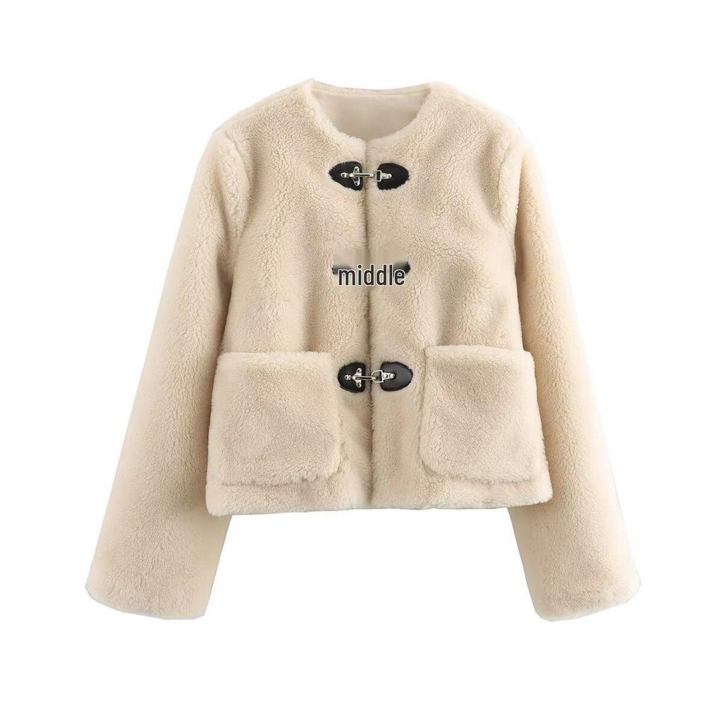 2024 Women's Two-Tone Spring Buckle Fleece Jacket