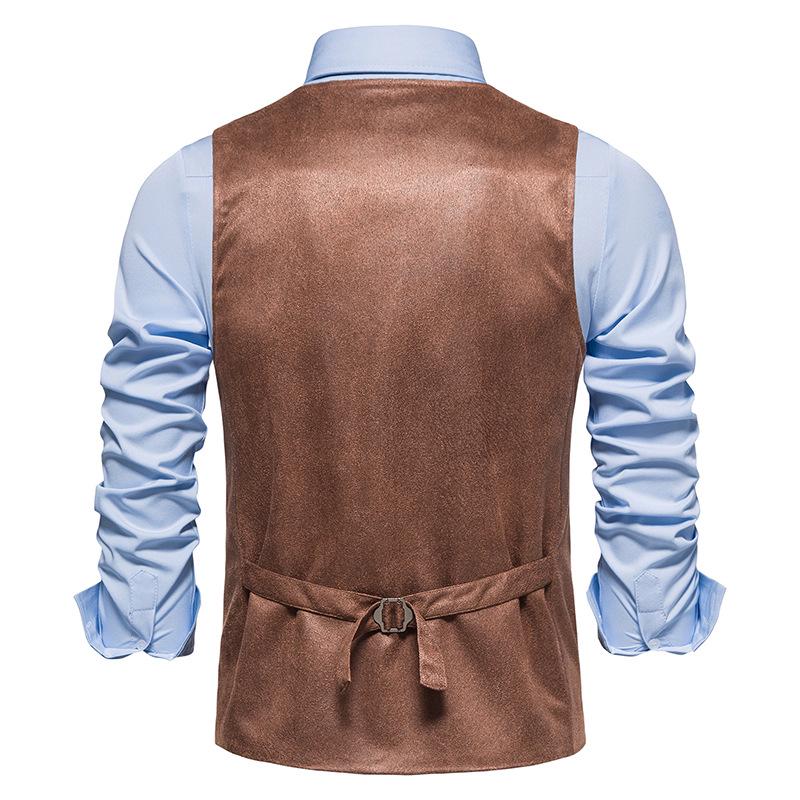 2023 Spring Slim-fit Suede Single-breasted V-neck Men's Waistcoat