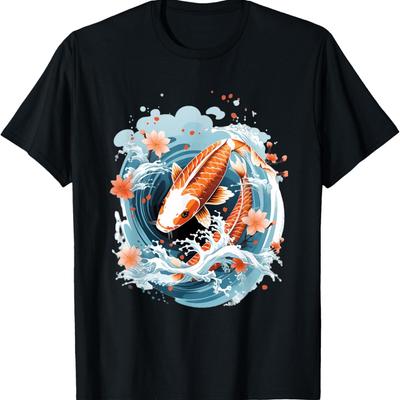 Koi Karpfen Ying Yang Nishikigoi Fisch Kirschblüte T-Shirt(33)