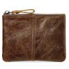 Mens and Women Retro Real Leather Zipper Wallet Card Holder Small Coins Keys Pocket Money Storage Pouch with Chain Key-ring