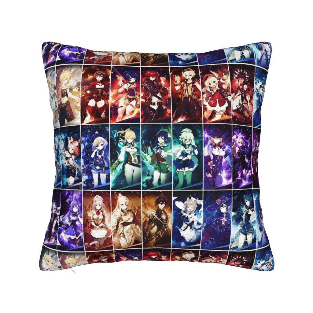Genshin Impact Characters Collection Pillowcase Printed Cushion Cover Decorative Video Games Cartoon Throw Pillow Case Cover