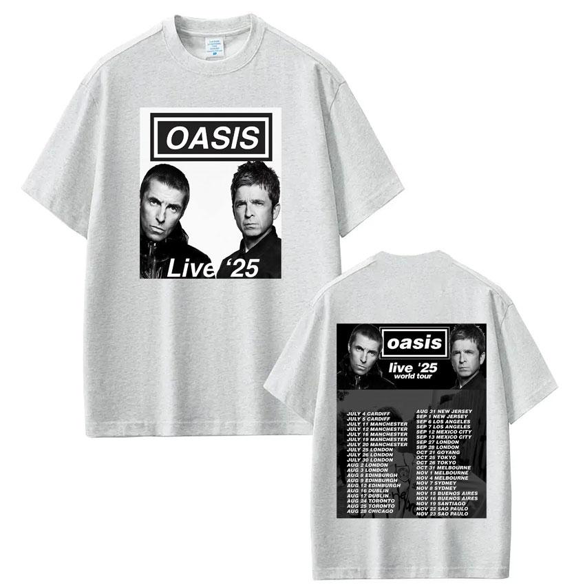 British Rock Band OASIS Live 25 World Tour 2025  Tshirt Men Woman Oversized T Shirts Hip Hop Summer Cotton Gothic Punk Tshirts