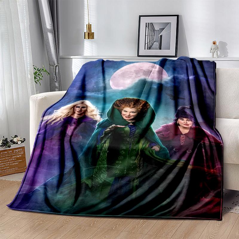 Hocus Pocus Flannel Blanket Soft Warm All-Season Throw, Design for Camping, Car Travel, Hiking Sofa, Bed, Office Perfect Gift for Parties
