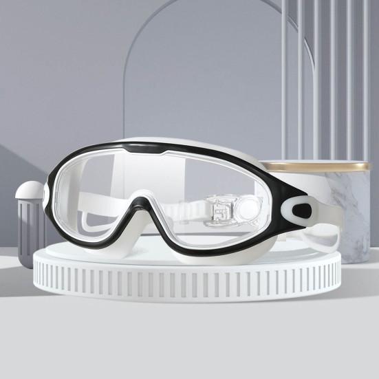 Schwimmbrille, Antibeschlag-UV-Schutz, Weitwinkel-Brille, auslaufsicher, bequeme Passform, Ein-Knopf-Entriegelung, Pool-Brille für Männer, Frauen, Erwachsene, Jugendliche