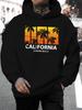 Unisex New Stylish Summer Beach Print Casual Sweatshirt with a Fashionable Drawstring Hood, Suitable for Autumn And Winter, Comfortable And Versatile