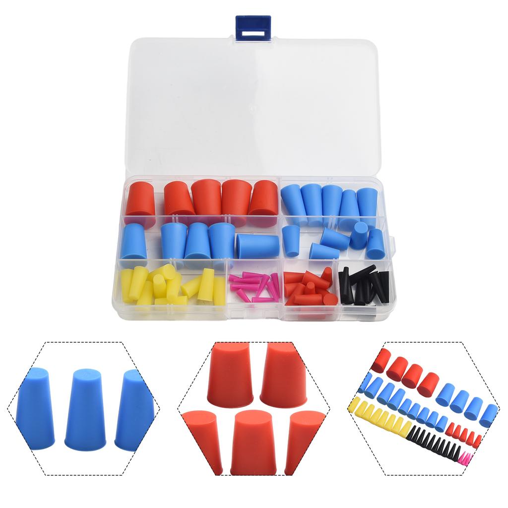 60Pcs/set High Temp Masking Plugs Powder Coating Silicone Cone Plugs Assortment Kit Multifunctional Car Accessories