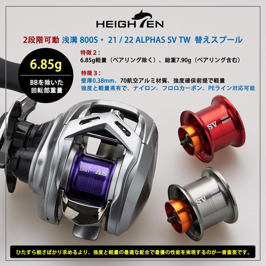 HEIGHTEN Reel Spool Alphas Exclusive Movement 32mm Shallow Groove 800S Daiwa 21 22 ALPHAS SV TW Baitcasting Reel Spare Spool 2-Stage (DAIWA) (Purple)
