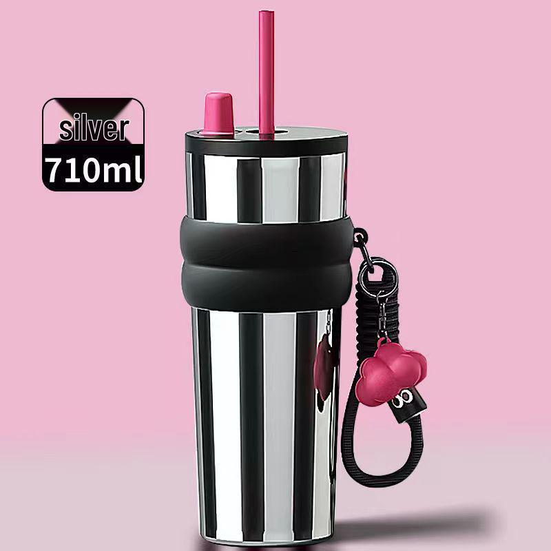 316 Stainless Steel Portable Thermos Cup with Giant Straw for Coffee or Ice Water