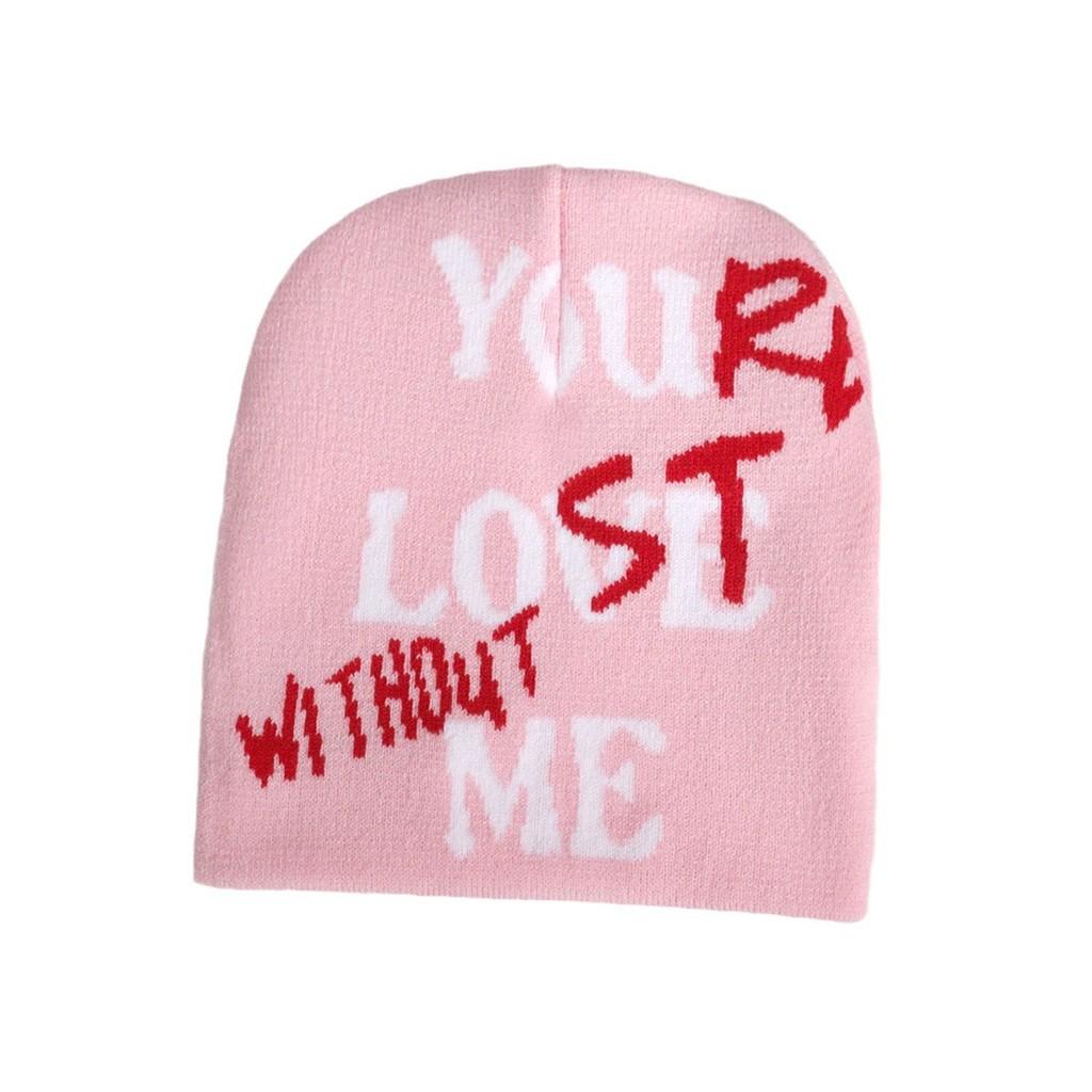 Knit Hat With Alphabet Pattern For Fall Winter Warmth Unisex Street Style