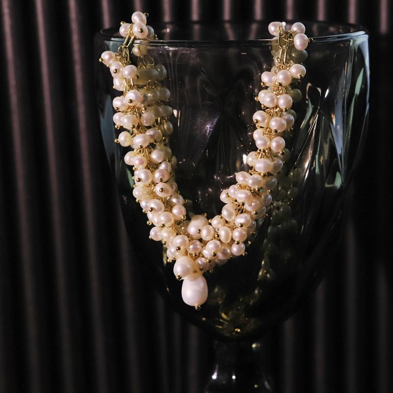 Natural Freshwater Small Pearl Necklace 18k Gold Plated Luxury Design Handmade Necklace Women Jewelry GN0235