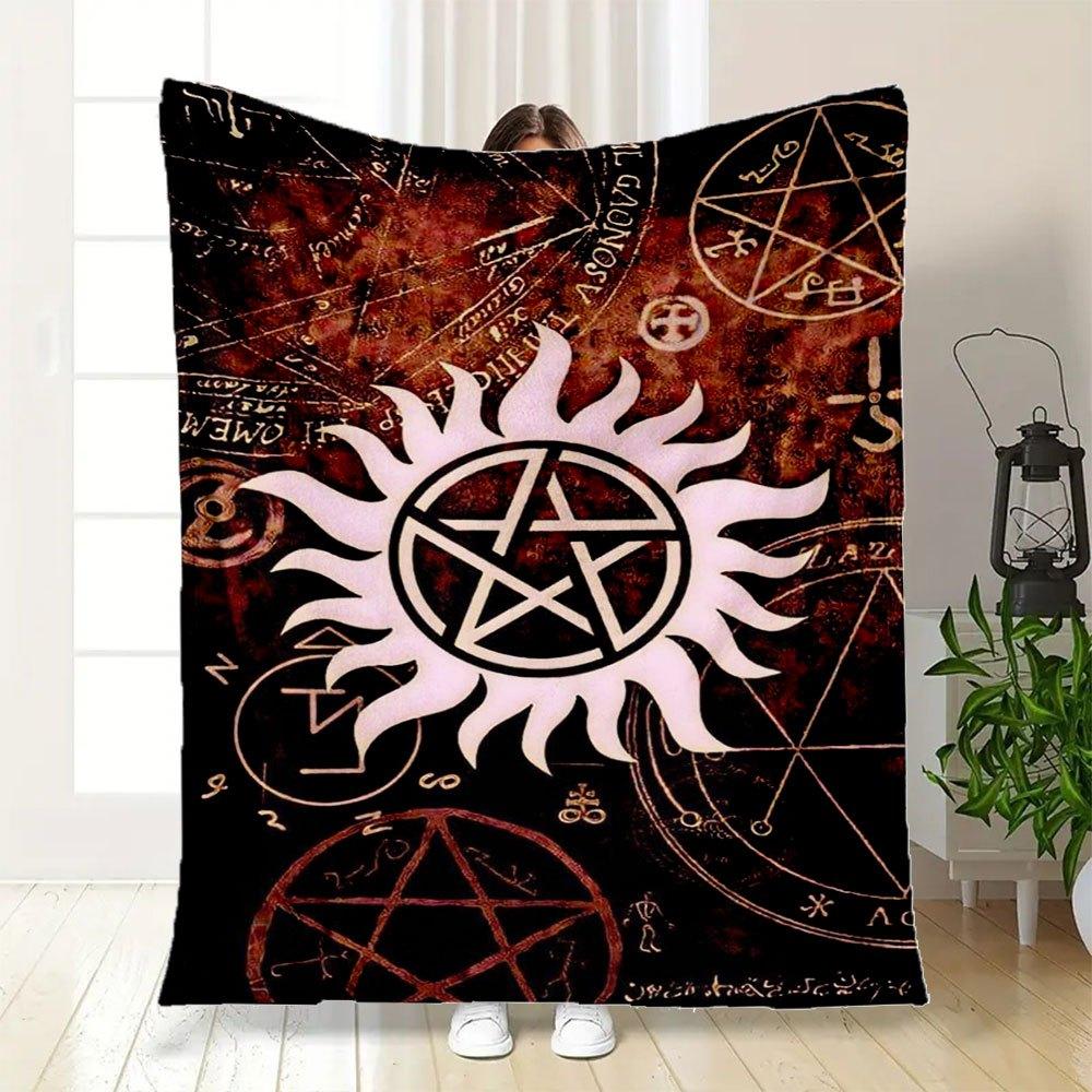 Supernatural Anti-Possession Symbol Poster PrintBlanket Flannel Throw Blanket for Sofa, Bed, Travel, Camping, Office, Couch, Chair, And Bed