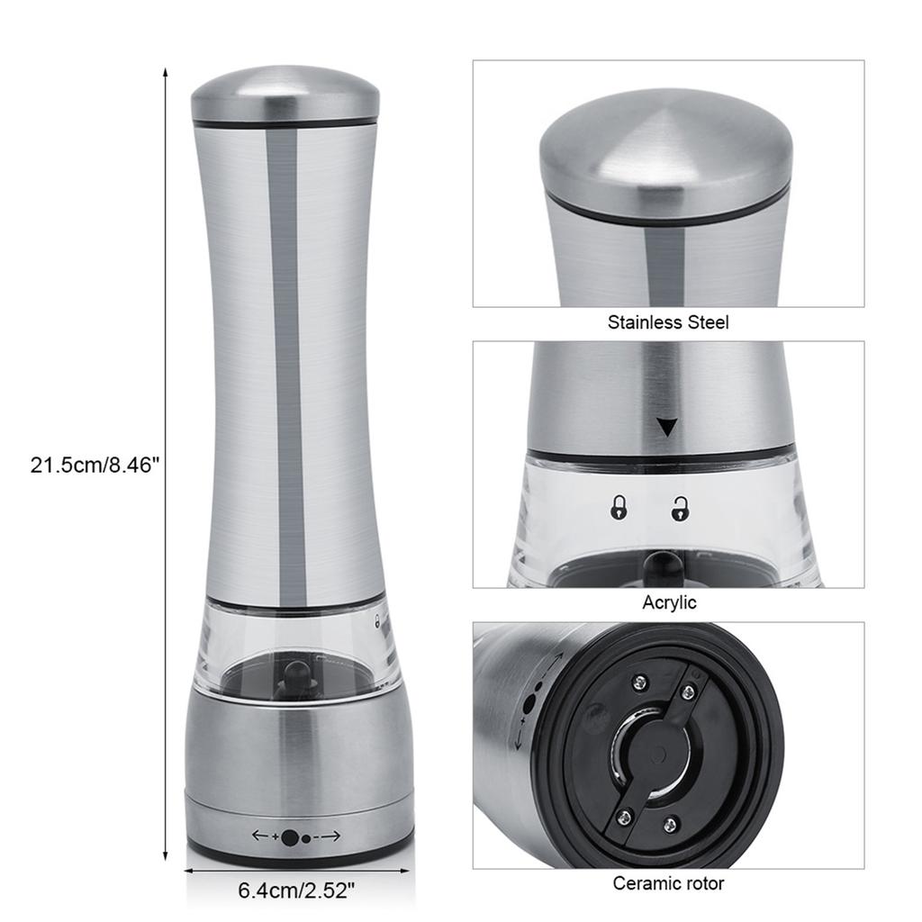 Stainless Steel & Acrylic Manual Salt & Pepper Mill Grinder Kitchen Cooking Tool