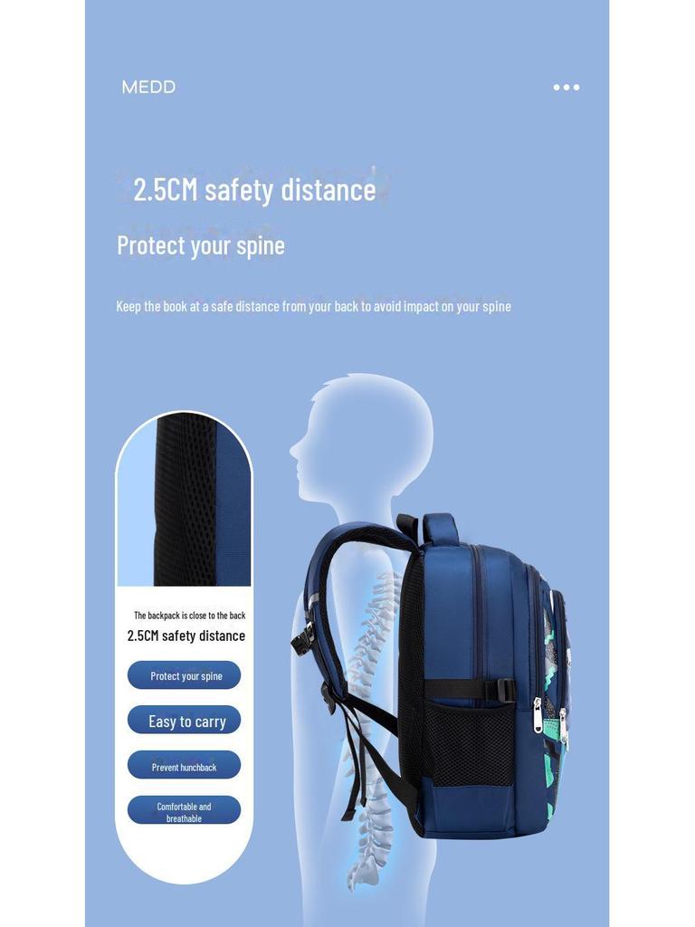 British Style Astronaut Backpack for Boys - Lightweight, Reduced Weight, for 6th Grade Primary School Students, Printed Logo