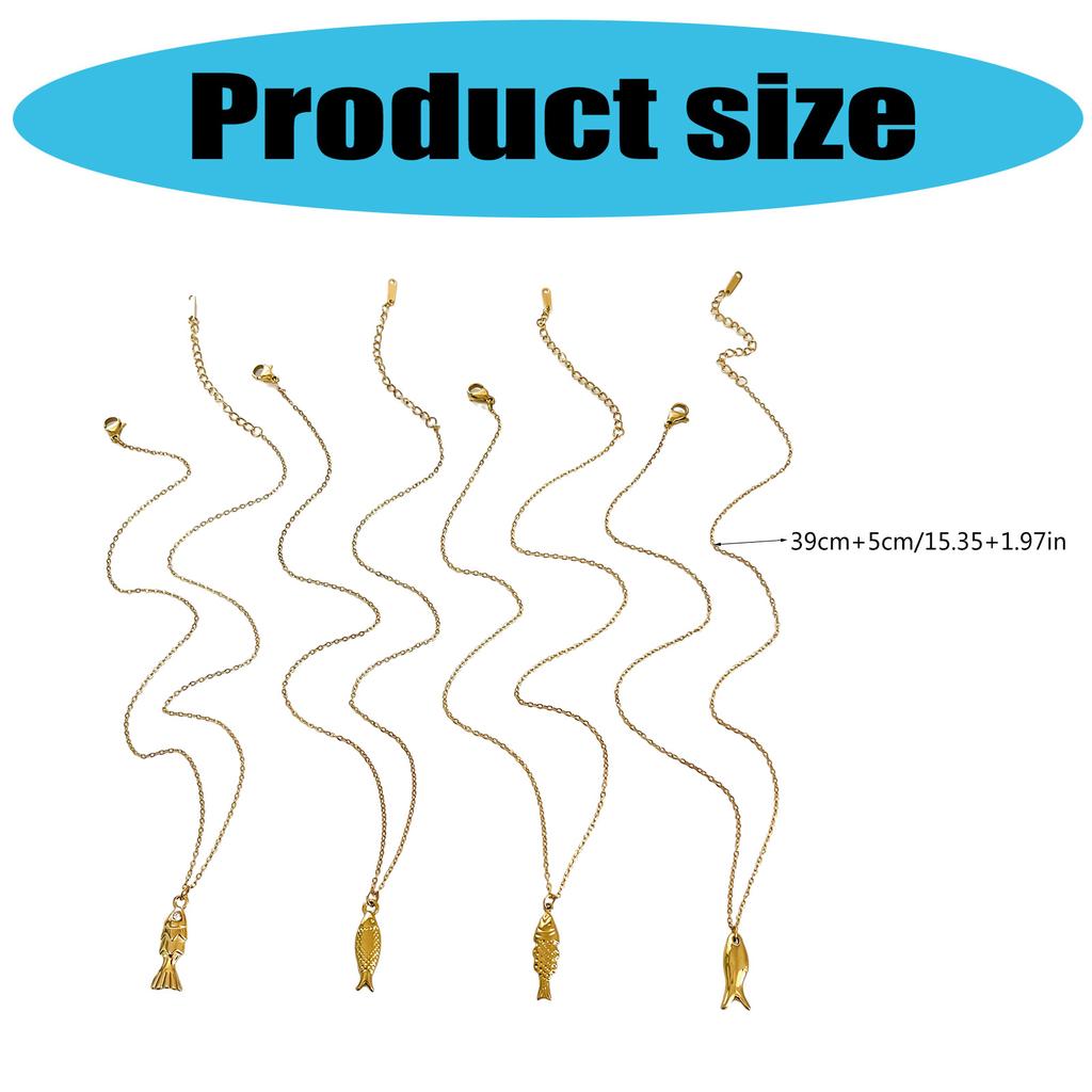 Unique Designs Fish Pendant Necklace Sturdy Stainless Steel Waterproof Jewelry Accessory for Women Beach Party Supplies