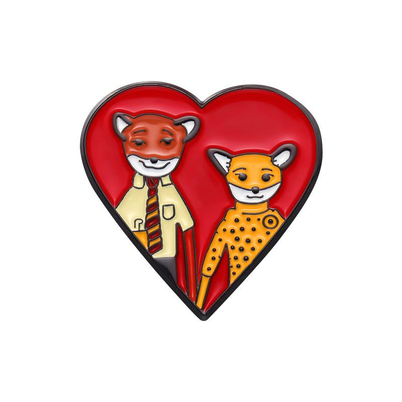 

Trendy Animal Cartoon Heart Brooch Eyecatching Fox Design Pin For Personal Style
