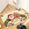 Celebrate Winter Santa Firework Mat Red Background Snowflake Ornament Candy Cane Print Non Slip Washable Floor Mat For Holiday
