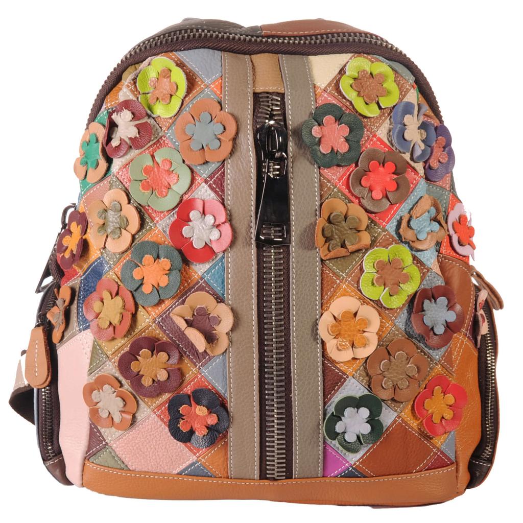 Zaino da donna in pelle patchwork – Design floreale