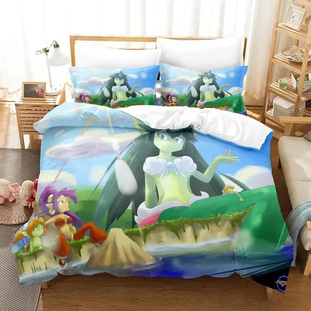 

Comforter New Shantae Half-Genie Hero Bedding Set Single Twin Full Queen King Size Bed Set Adult Kid Bedroom s 3D Anime Game Comforter (quilt)-EU Single(135*200cm)3pcs