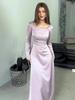 2024 Slim-Fit Sequined Satin Dress: European & American Style, Lace-Up, Long-Sleeved for Spring